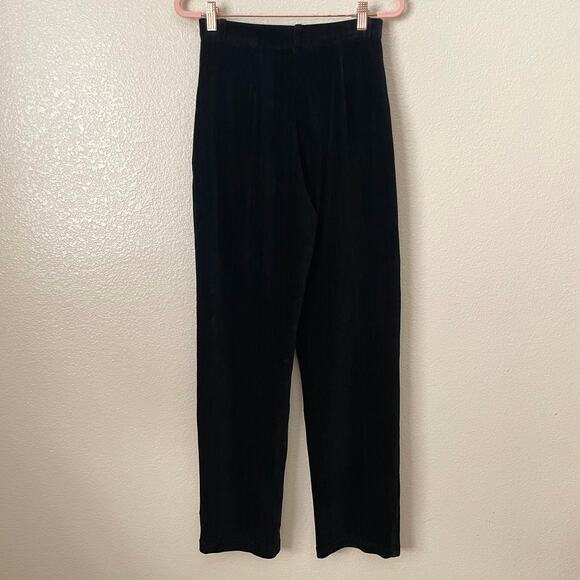 St. John Sport Marie Gray Pants Womens Petite Black Velvet Striped Straight Leg - Picture 9 of 13